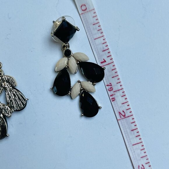 Studded Dangle Chandelier Earrings Black Modernist Boho Grunge Party 2 Pairs - Picture 6 of 7